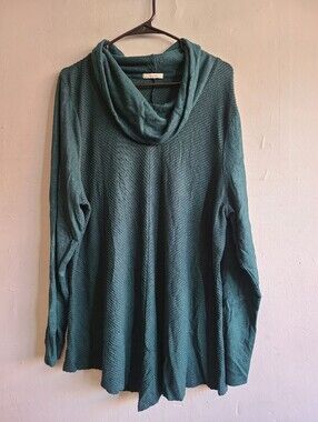 Women's XL Maurices green cowl neck lightweight long tunic sweater